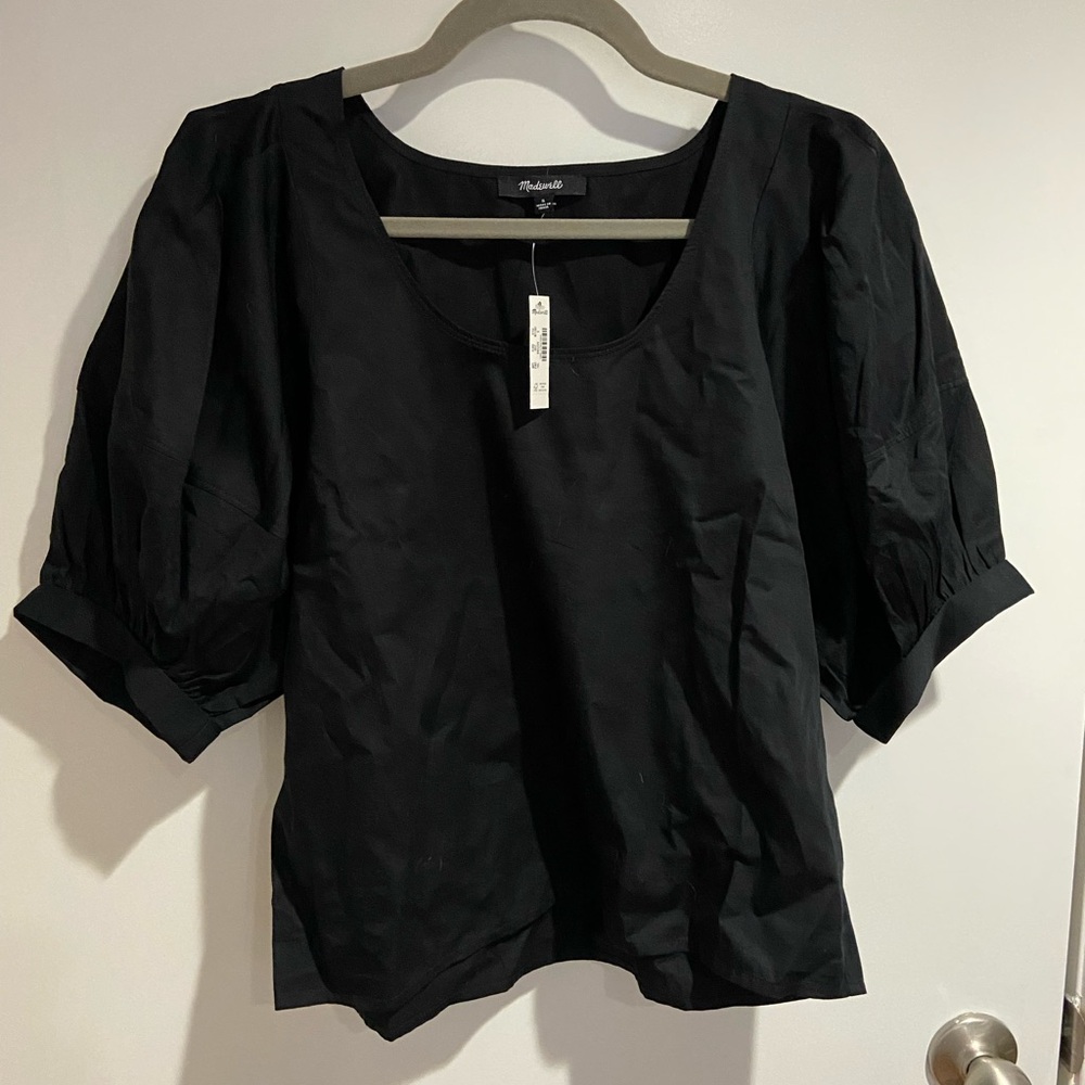 Madewell Black Puff Sleeve Blouse